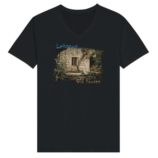 Lebanese Old House - Lebanon-  Woman Short Sleeve V-neck Premium T-shirt