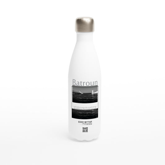 Batroun Lighthouse-Lebanon-White 17oz Stainless Steel Water Bottle