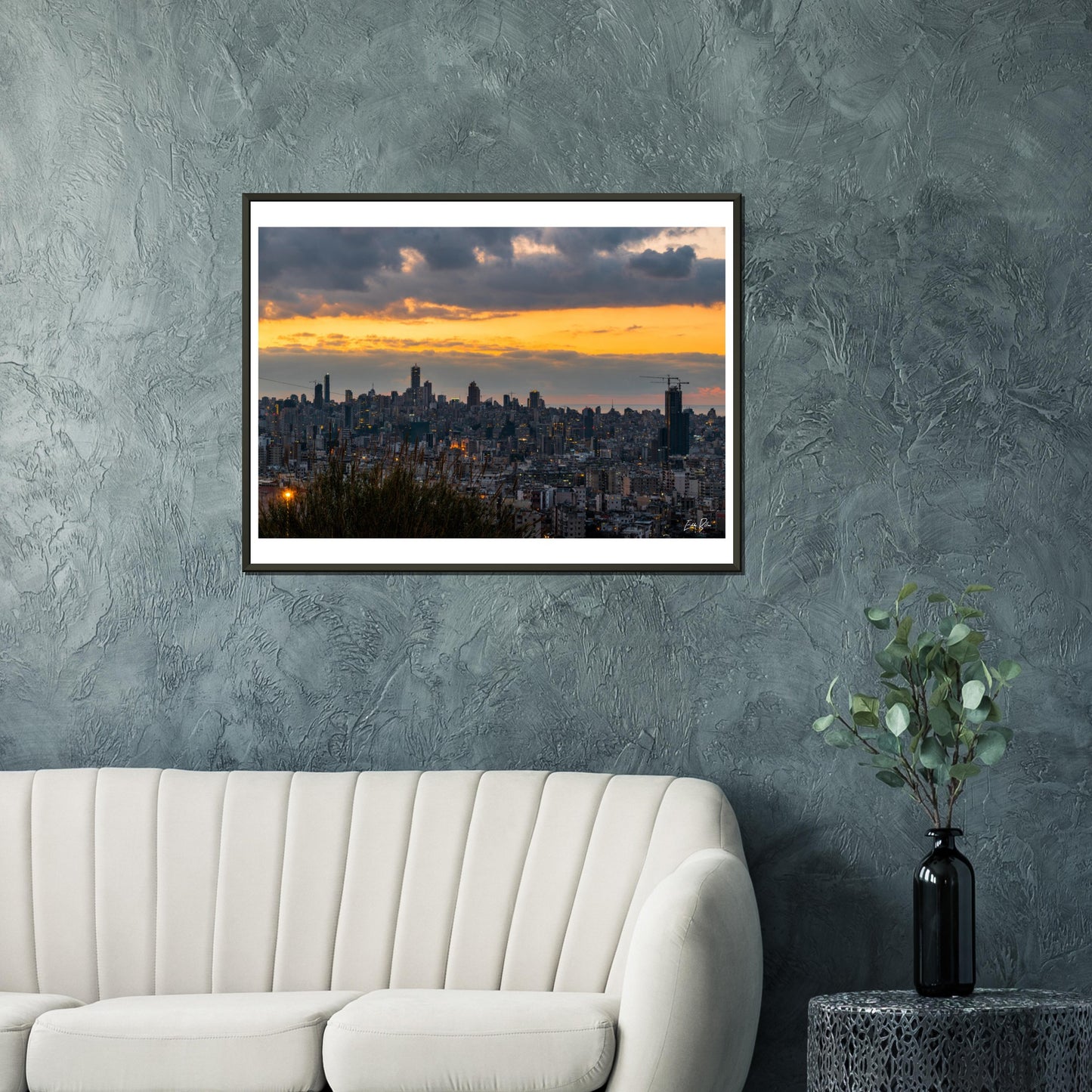 Beirut Sunset-Lebanon Classic Semi-Glossy Paper Metal Framed Poster