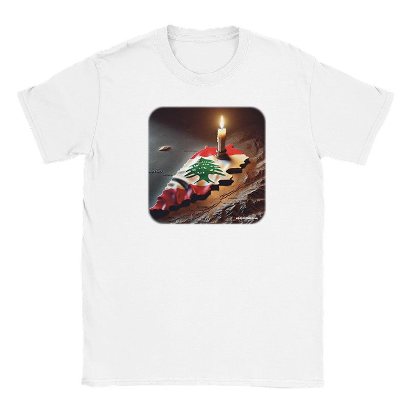 T-Shirts 3D Lebanese Map With Candle  Lebanese Design