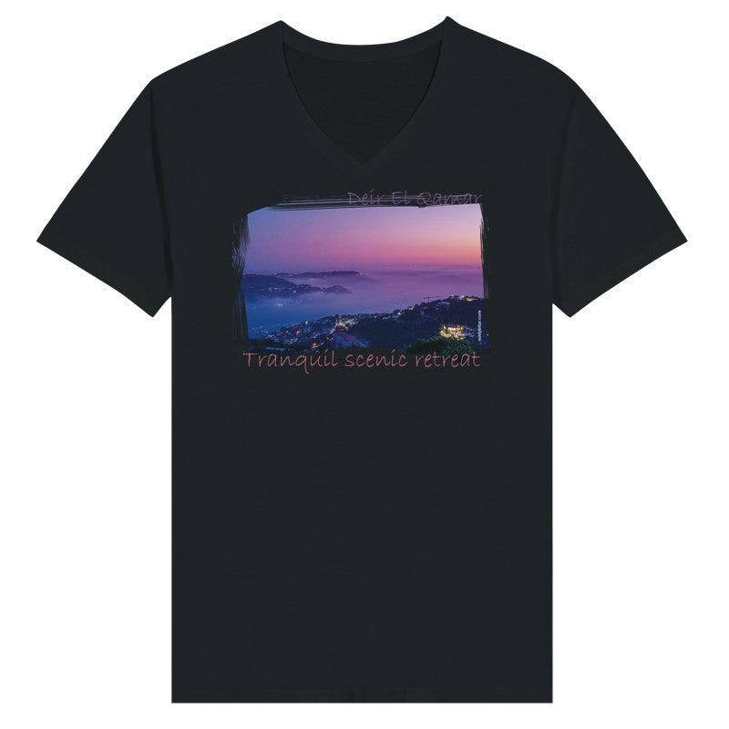 Deir El Qamar Sunset- Lebanon-  Woman Short Sleeve V-neck Premium T-shirt