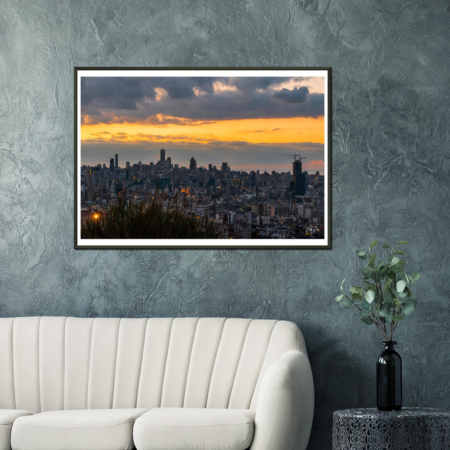 Beirut Sunset-Lebanon Classic Semi-Glossy Paper Metal Framed Poster