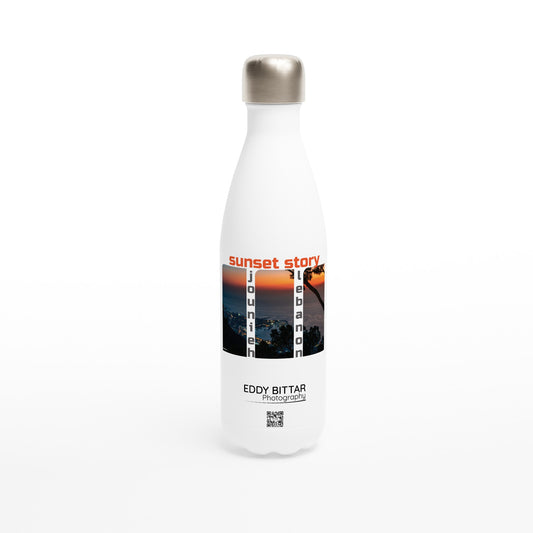Jounieh Sunset-Lebanon-White 17oz Stainless Steel Water Bottle