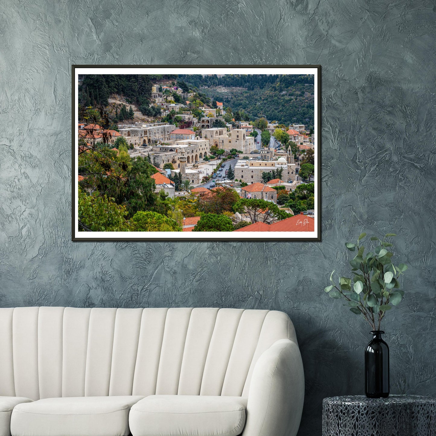 Deir EL Qamar-Lebanon Classic Semi-Glossy Paper Metal Framed Poster