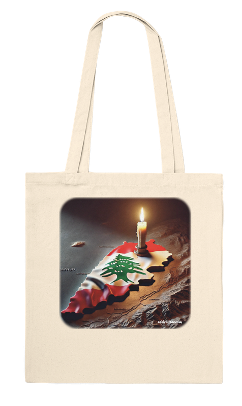 Lebanese Flag With Candle -Premium Tote Bag