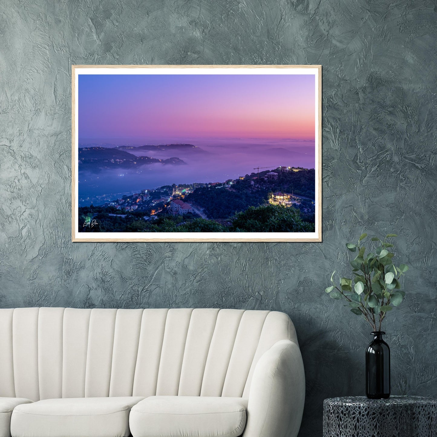 Deir El Qamar Sunset-Lebanon-Classic Semi-Glossy Paper Wooden Framed Poster