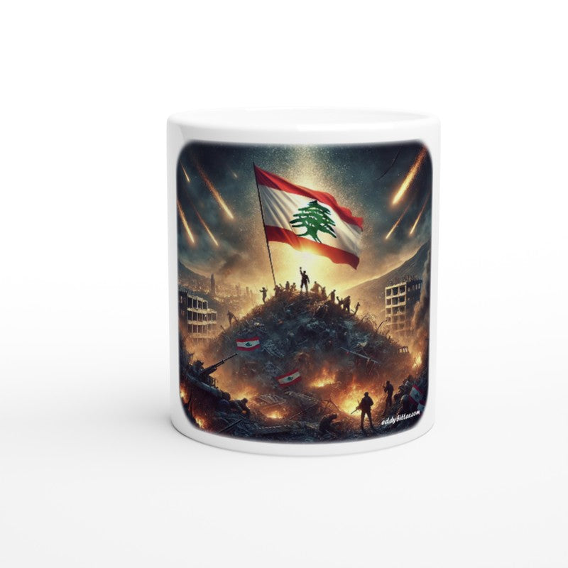 Lebanese Flag on Hill Design Ceramic Mug