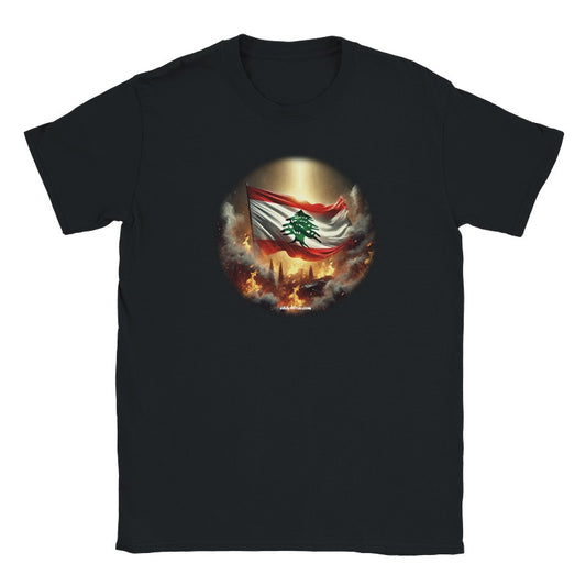 T-Shirts Lebanese Flag surrounded by fire Lebanese Design