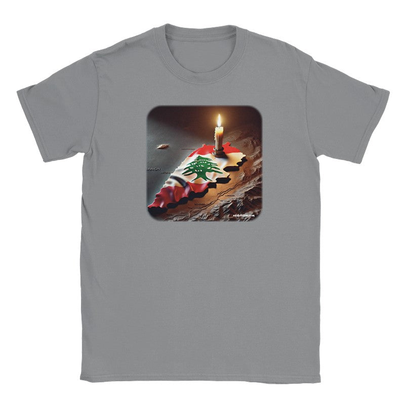 T-Shirts 3D Lebanese Map With Candle  Lebanese Design