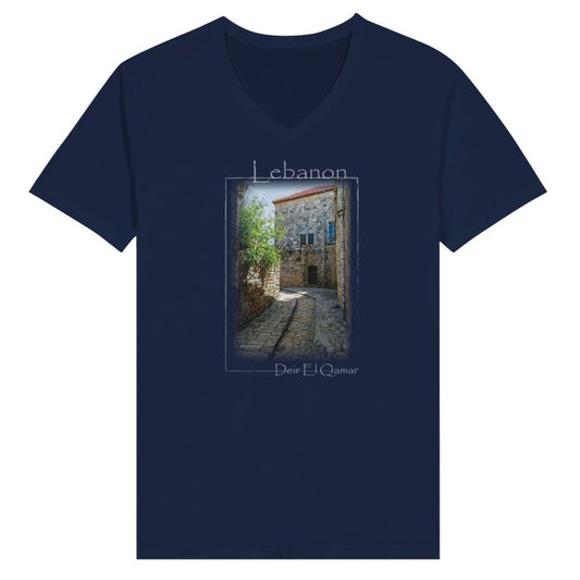 Deir El Qamar Old Street - Lebanon-  Woman Short Sleeve V-neck Premium T-shirt