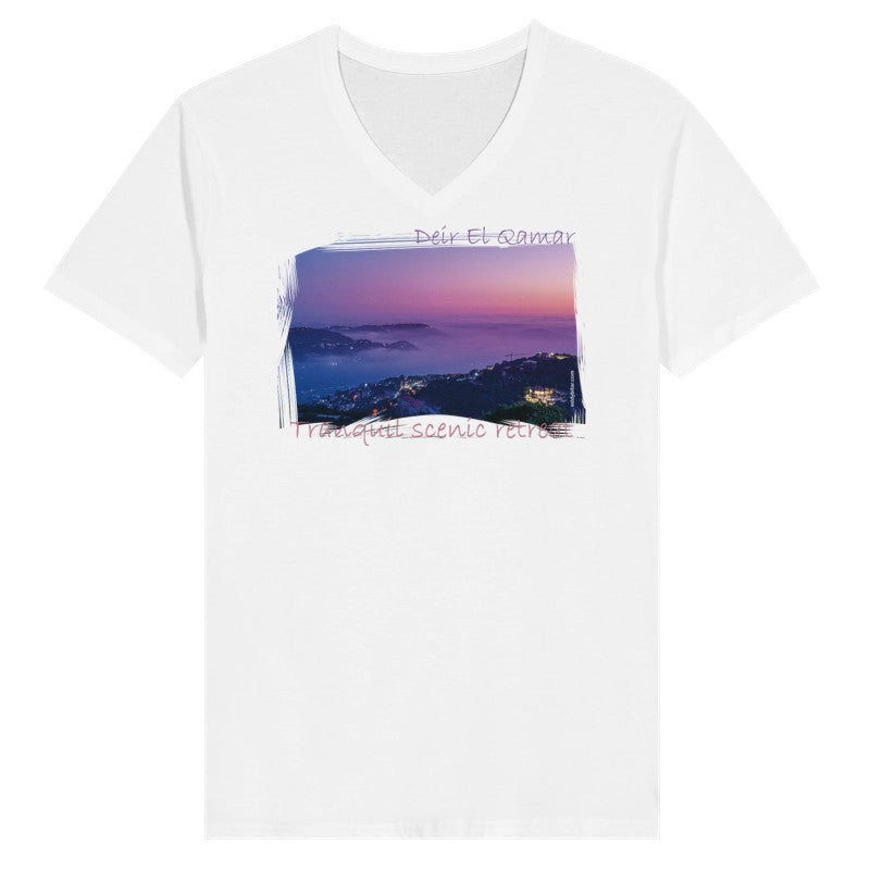 Deir El Qamar Sunset- Lebanon-  Woman Short Sleeve V-neck Premium T-shirt