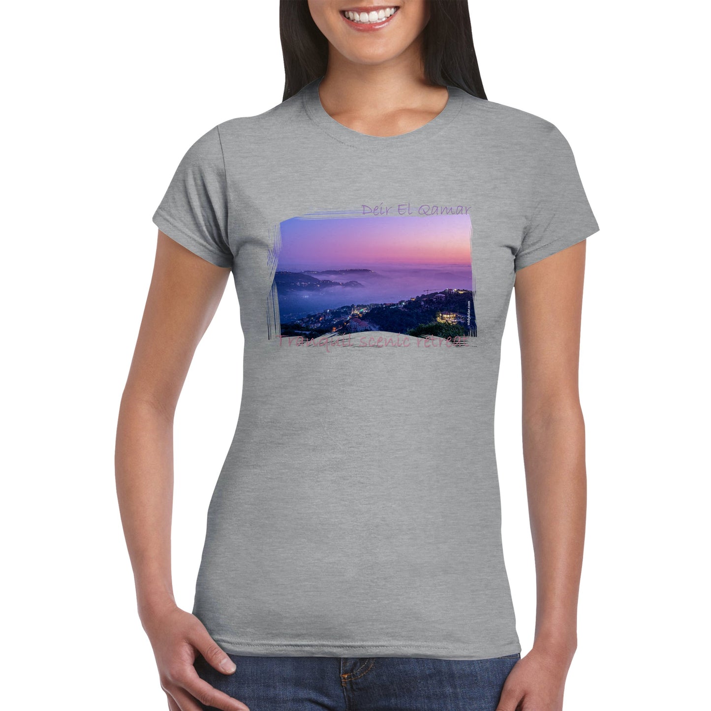 Deir El Qamar Sunset-Lebanon-Classic Womens Crewneck T-shirt