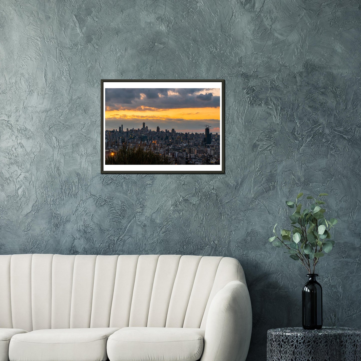 Beirut Sunset-Lebanon Classic Semi-Glossy Paper Metal Framed Poster