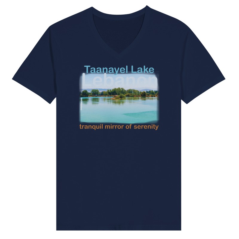 Taanayel Lake- Lebanon-  Woman Short Sleeve V-neck Premium T-shirt