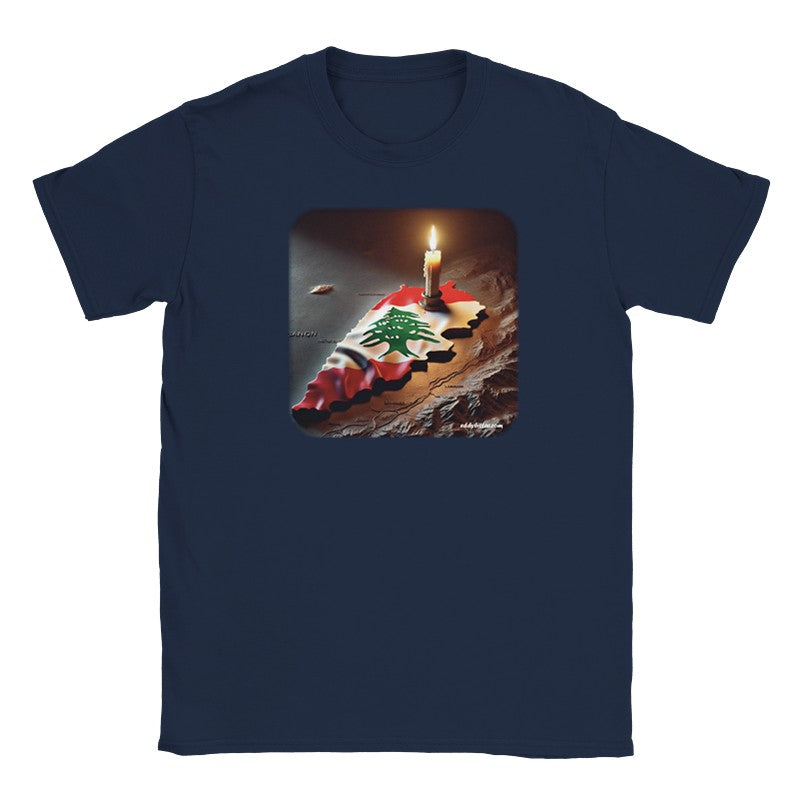 T-Shirts 3D Lebanese Map With Candle  Lebanese Design