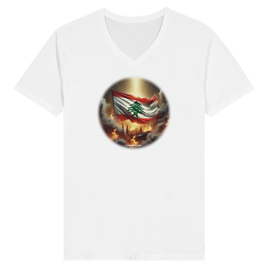 Lebanese Flag Design Woman Short Sleeve V-neck Premium T-shirt