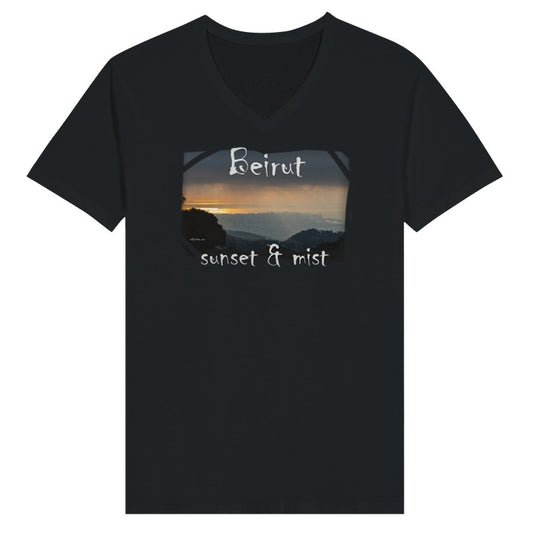 Beirut Sunset & Mist - Lebanon-  Woman Short Sleeve V-neck Premium T-shirt