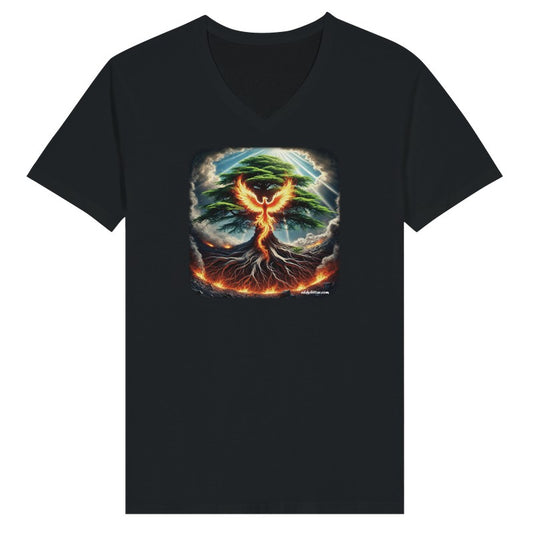 Phoenix Rising Lebanese  Design Woman Short Sleeve V-neck Premium T-shirt