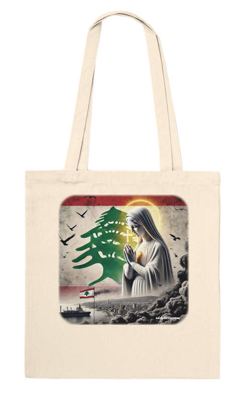 Virgin Mary With Lebanese Flag -Premium Tote Bag