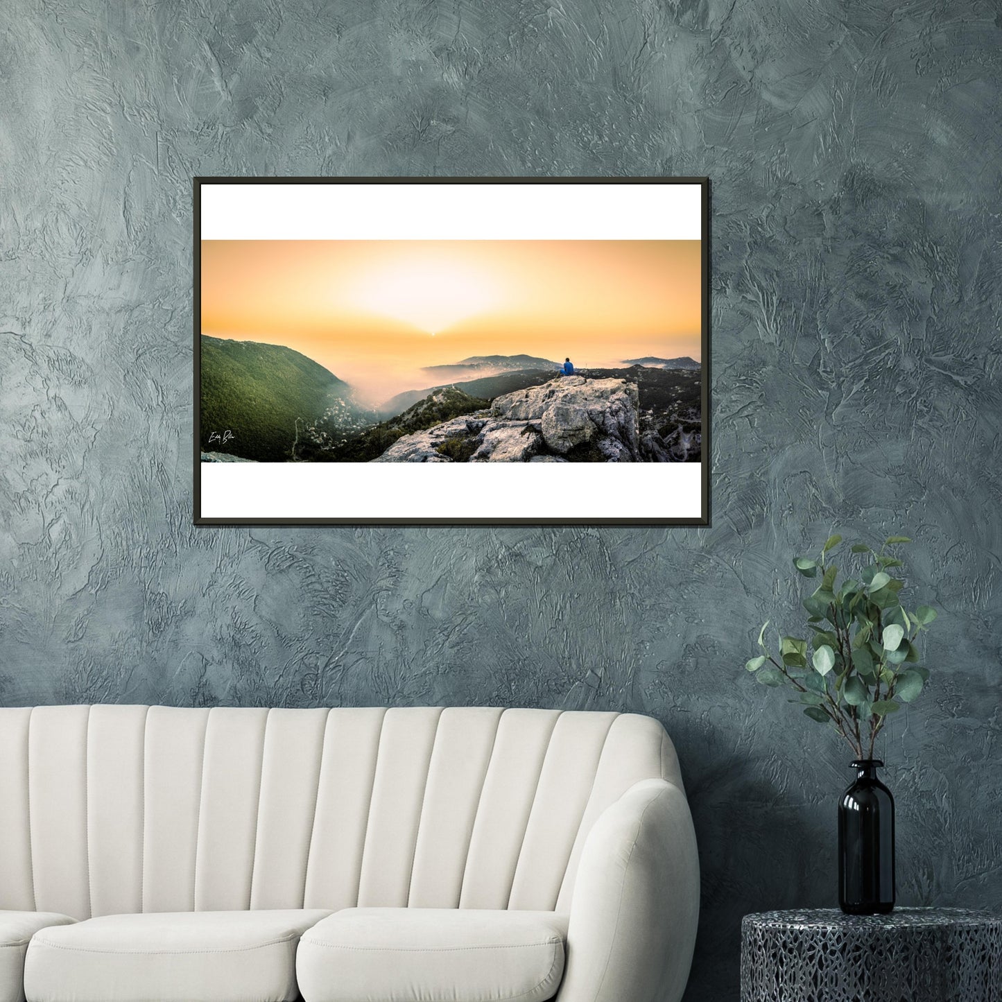 Keserwan Mountains Sunset-Lebanon Classic Semi-Glossy Paper Metal Framed Poster