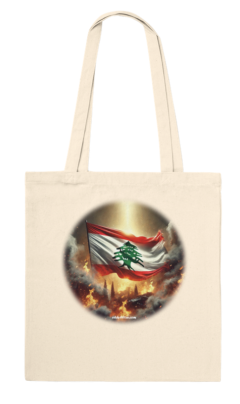 Lebanese Flag between Fire-Premium Tote Bag