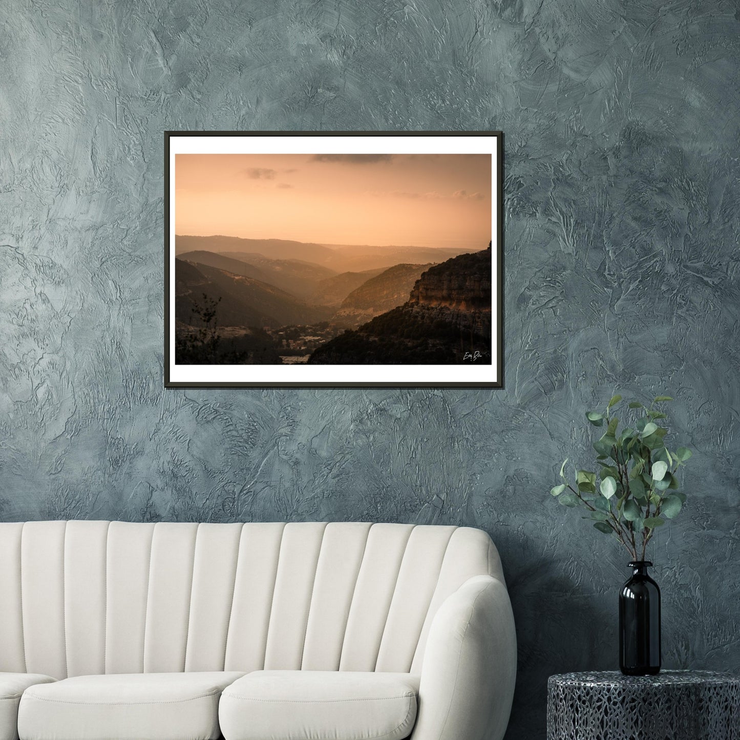 Batroun Mountains Sunset-Lebanon Classic Semi-Glossy Paper Metal Framed Poster