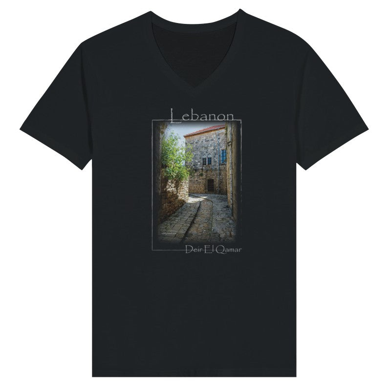 Deir El Qamar Old Street - Lebanon-  Woman Short Sleeve V-neck Premium T-shirt