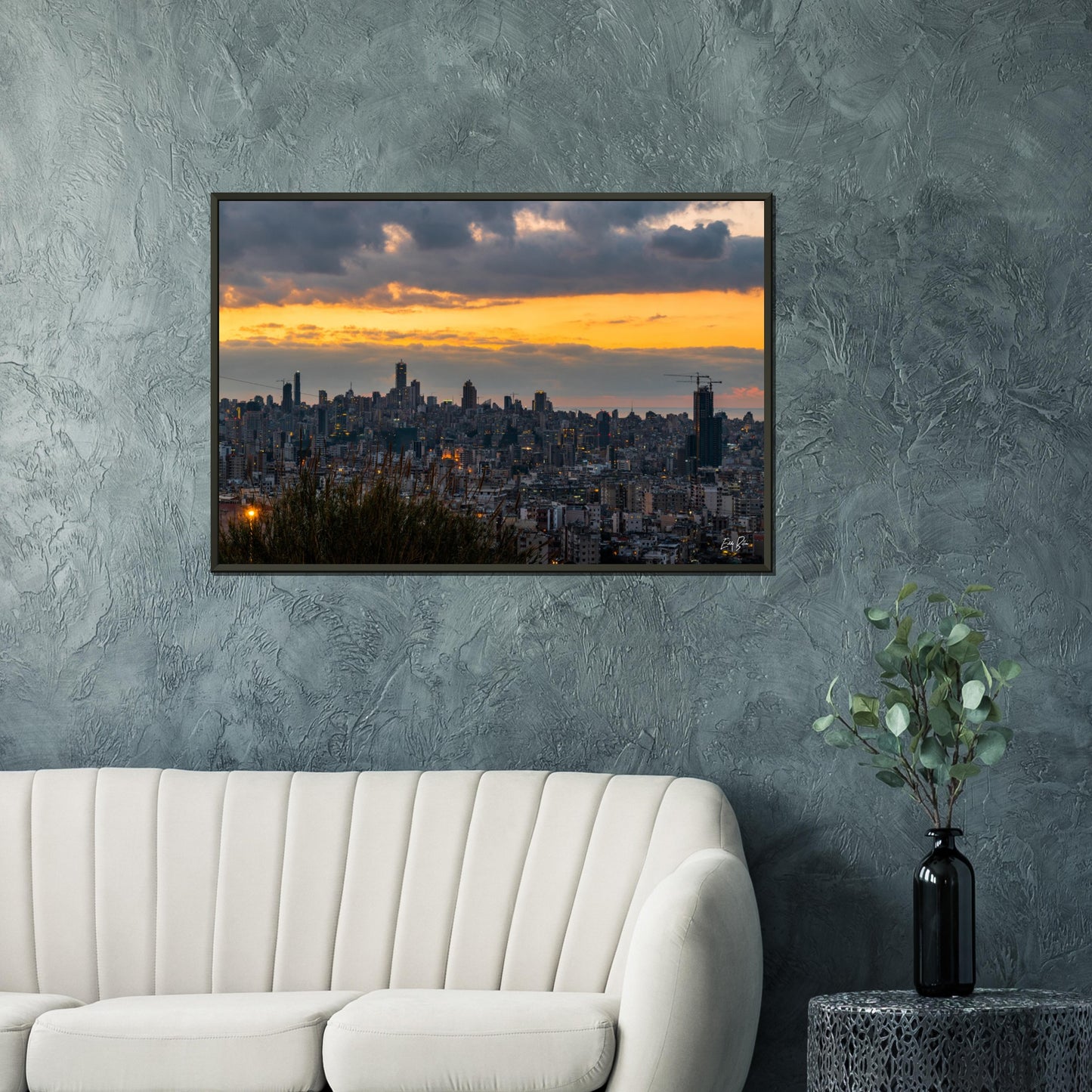 Beirut Sunset-Lebanon Classic Semi-Glossy Paper Metal Framed Poster