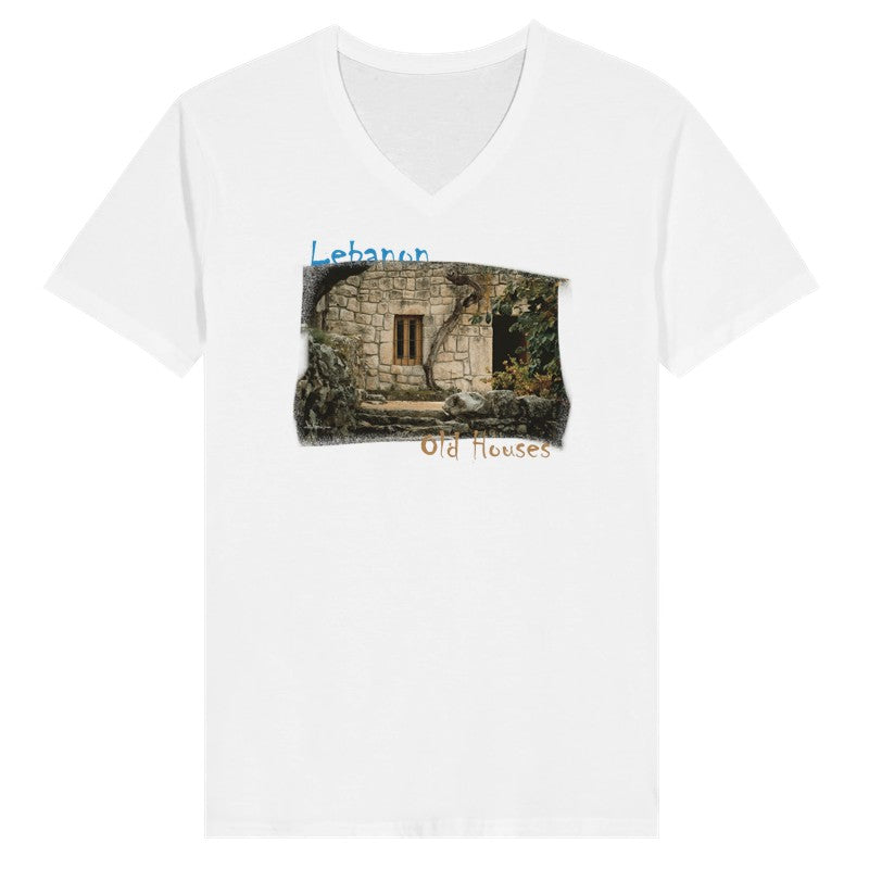 Lebanese Old House - Lebanon-  Woman Short Sleeve V-neck Premium T-shirt