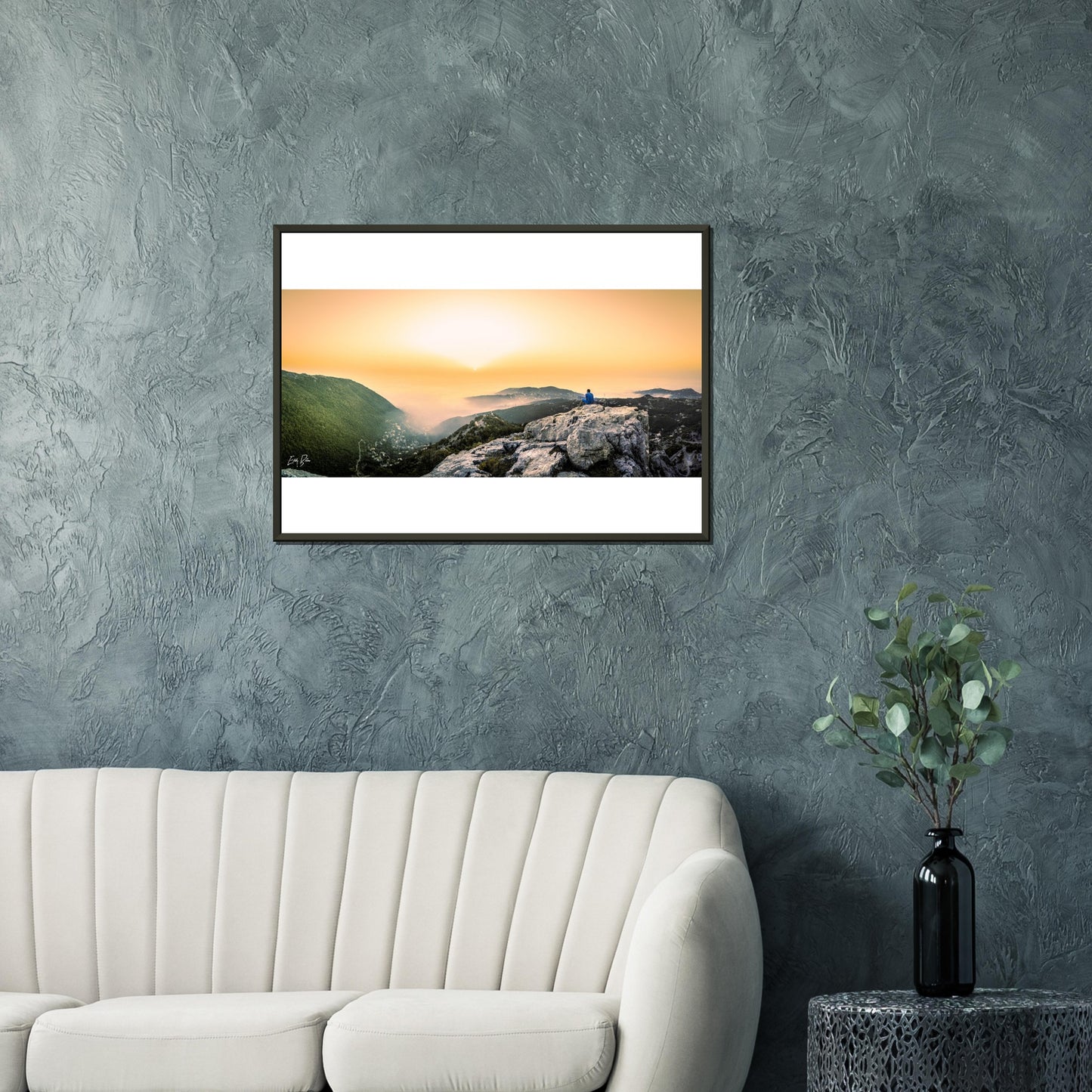 Keserwan Mountains Sunset-Lebanon Classic Semi-Glossy Paper Metal Framed Poster