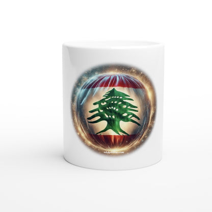 Lebanese Circular Flag Design Ceramic Mug