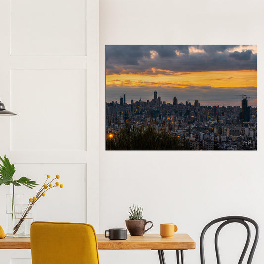 Beirut Sunset-Lebanon-Brushed Aluminum Print