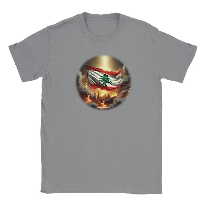 T-Shirts Lebanese Flag surrounded by fire Lebanese Design