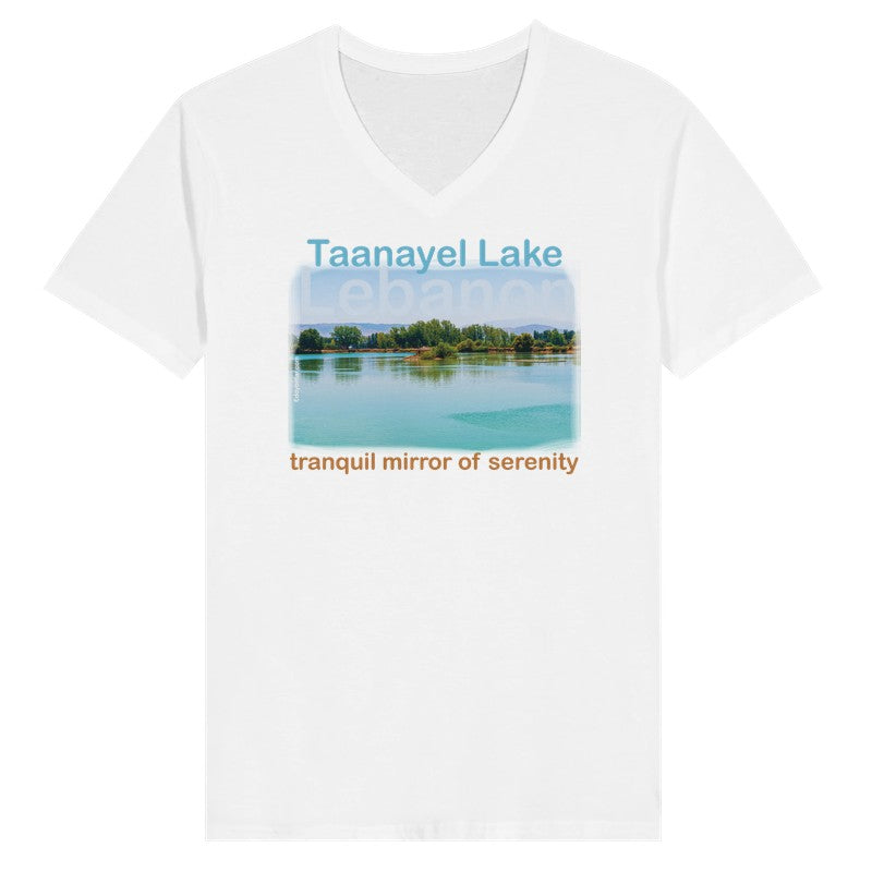 Taanayel Lake- Lebanon-  Woman Short Sleeve V-neck Premium T-shirt