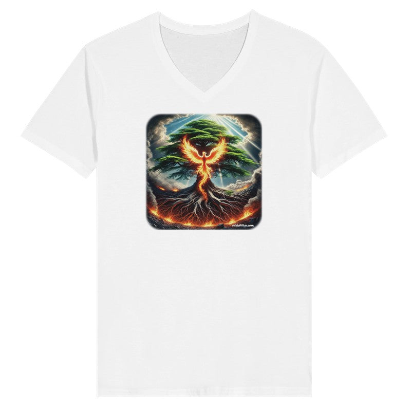 Phoenix Rising Lebanese  Design Woman Short Sleeve V-neck Premium T-shirt