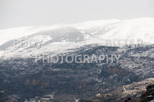 Beautiful day for photography in Chouf in the winter with snow.