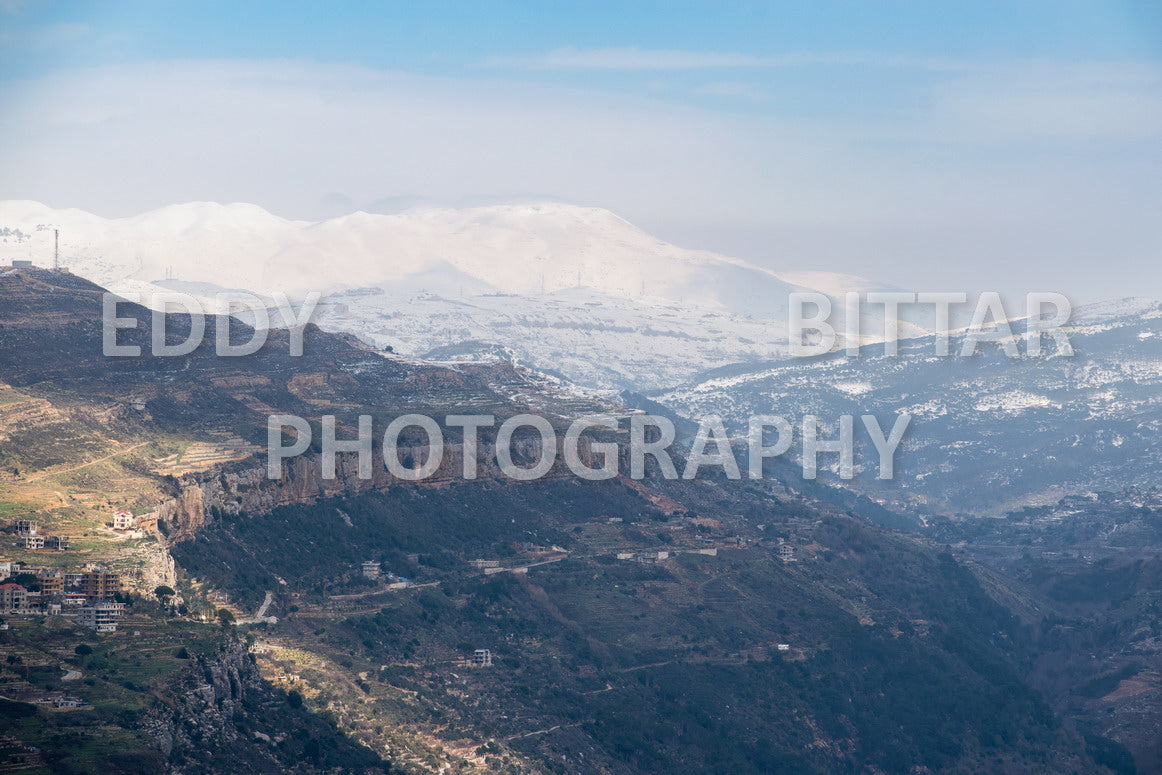 Beautiful day for photography in Chouf in the winter with snow.