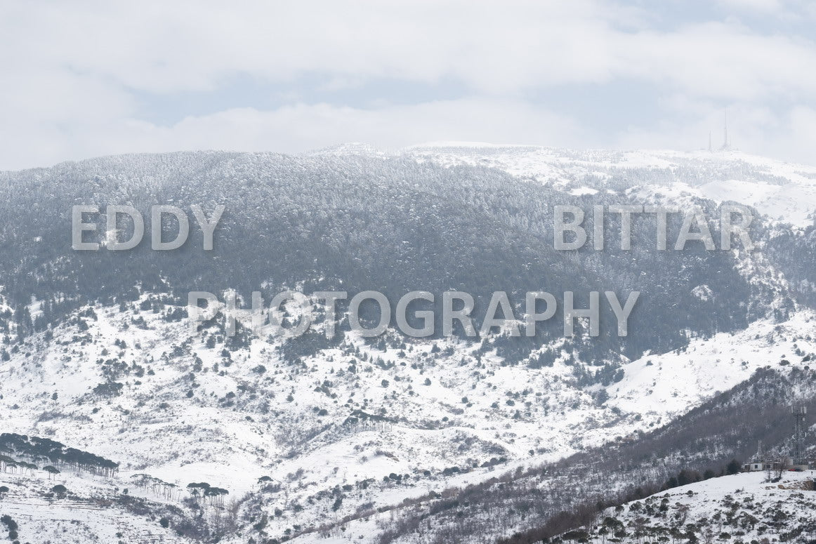 Beautiful day for photography in Chouf in the winter with snow.