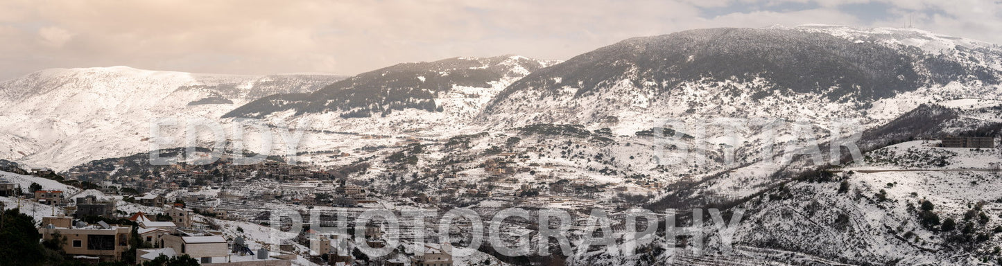 Beautiful day for photography in Chouf in the winter with snow.