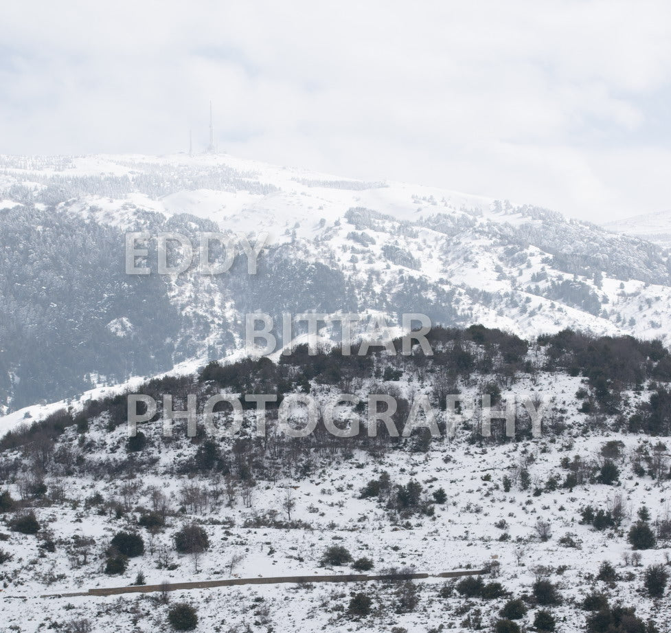 Beautiful day for photography in Chouf in the winter with snow.