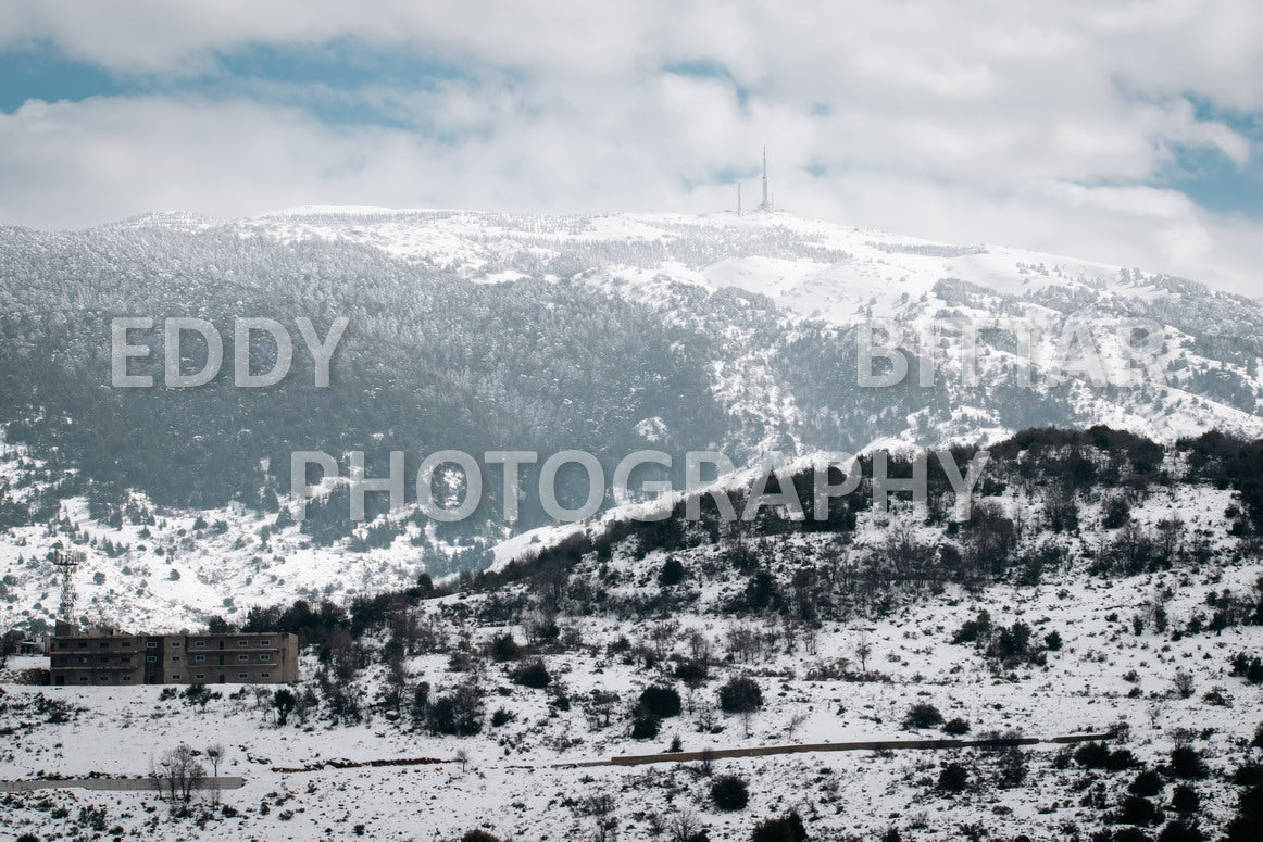 Beautiful day for photography in Chouf in the winter with snow.