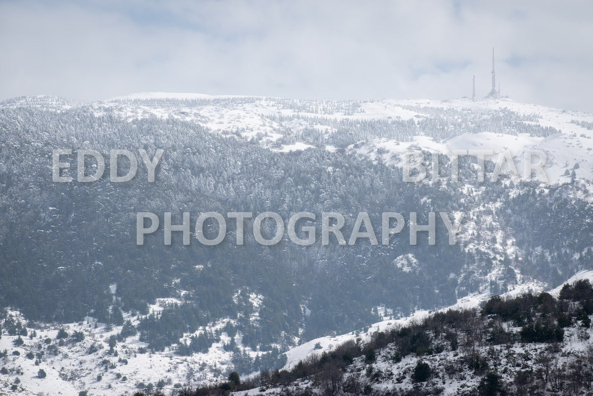 Beautiful day for photography in Chouf in the winter with snow.