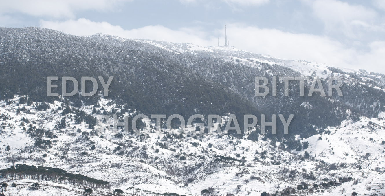 Beautiful day for photography in Chouf in the winter with snow.