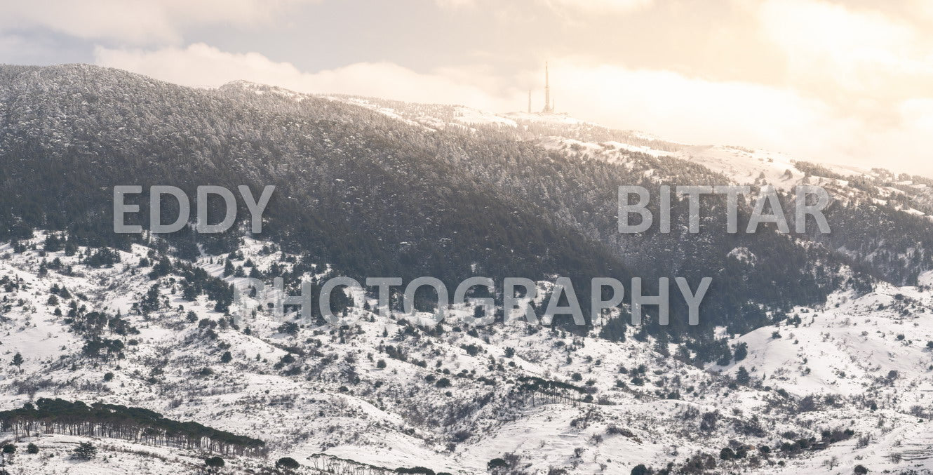 Beautiful day for photography in Chouf in the winter with snow.