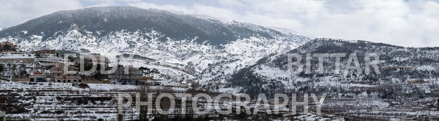 Beautiful day for photography in Chouf in the winter with snow.