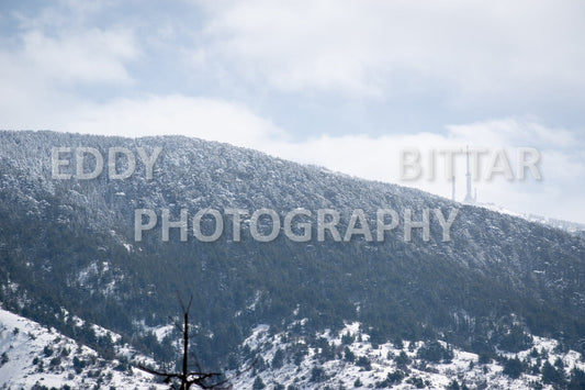 Beautiful day for photography in Chouf in the winter with snow.