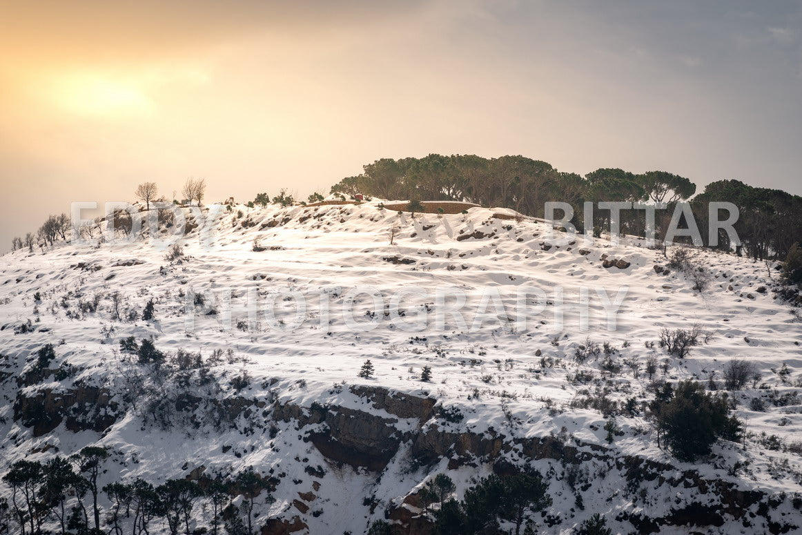 Beautiful day for photography in Chouf in the winter with snow.