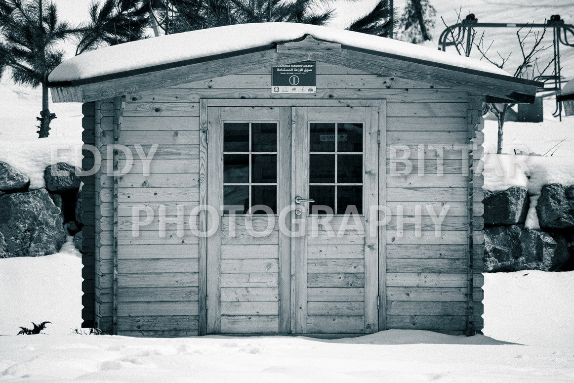 Beautiful day for photography in Chouf in the winter with snow.