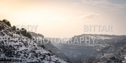 Beautiful day for photography in Chouf in the winter with snow.