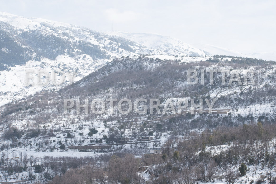 Beautiful day for photography in Chouf in the winter with snow.